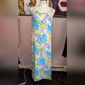 Floral Maxi Dress with Blue and Yellow Flowers
